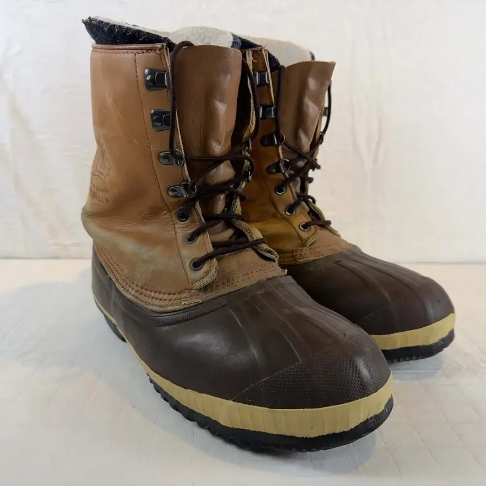 vintage Sorel Kaufman waterproof winter duck boots size 10 tan leather